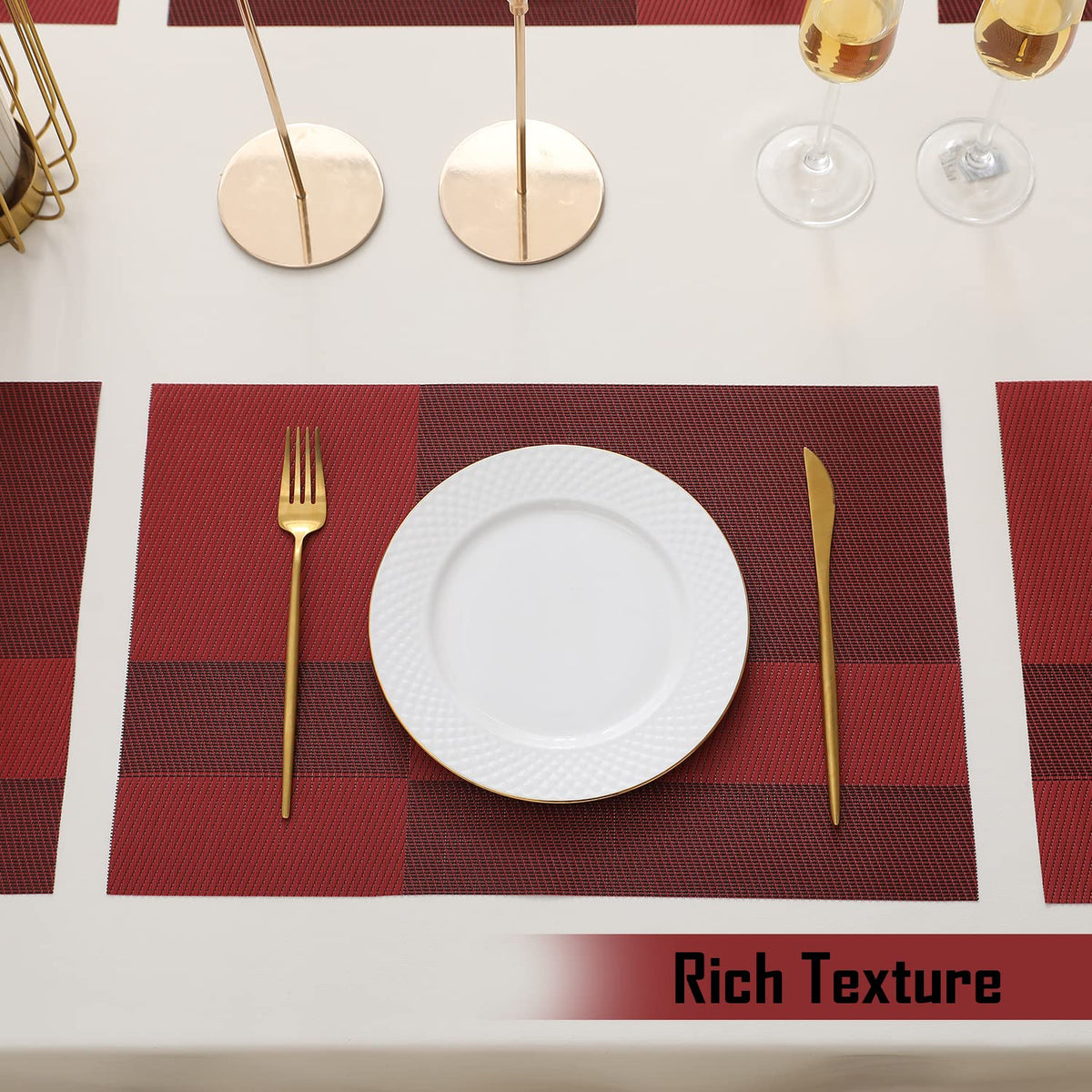 [Set Of 6] Red Colour Dining Table Placemats