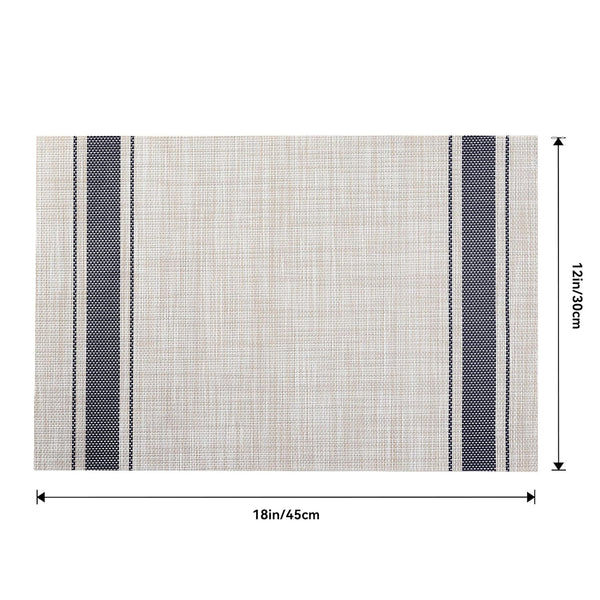 [Set Of 6] Khaki Blue Dining Table Placemats