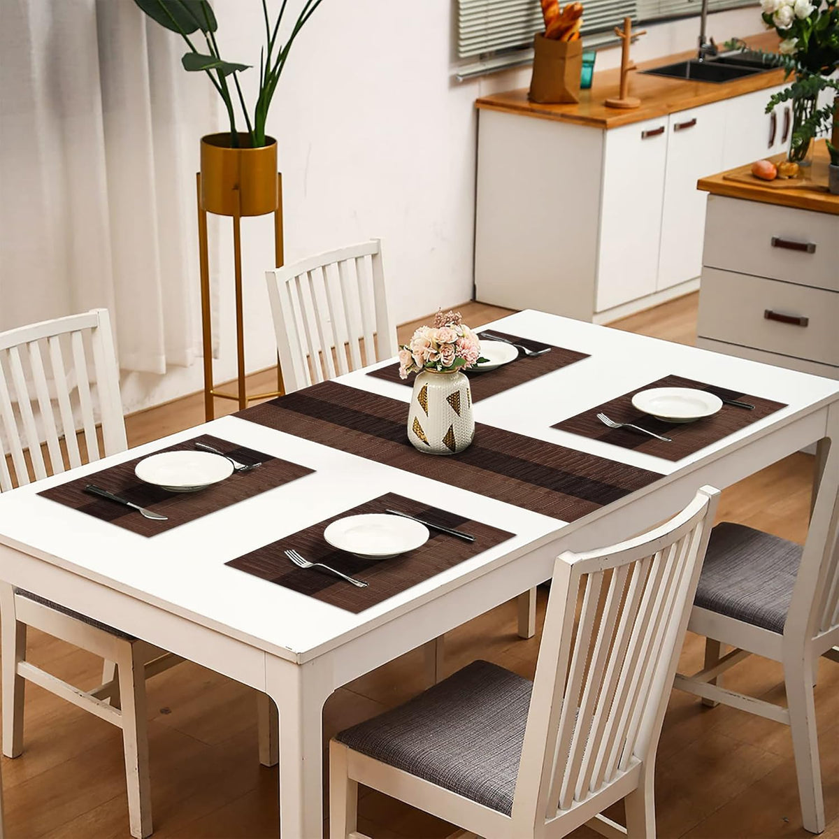 [Set Of 6] Coffee Brown Dining Table Placemats