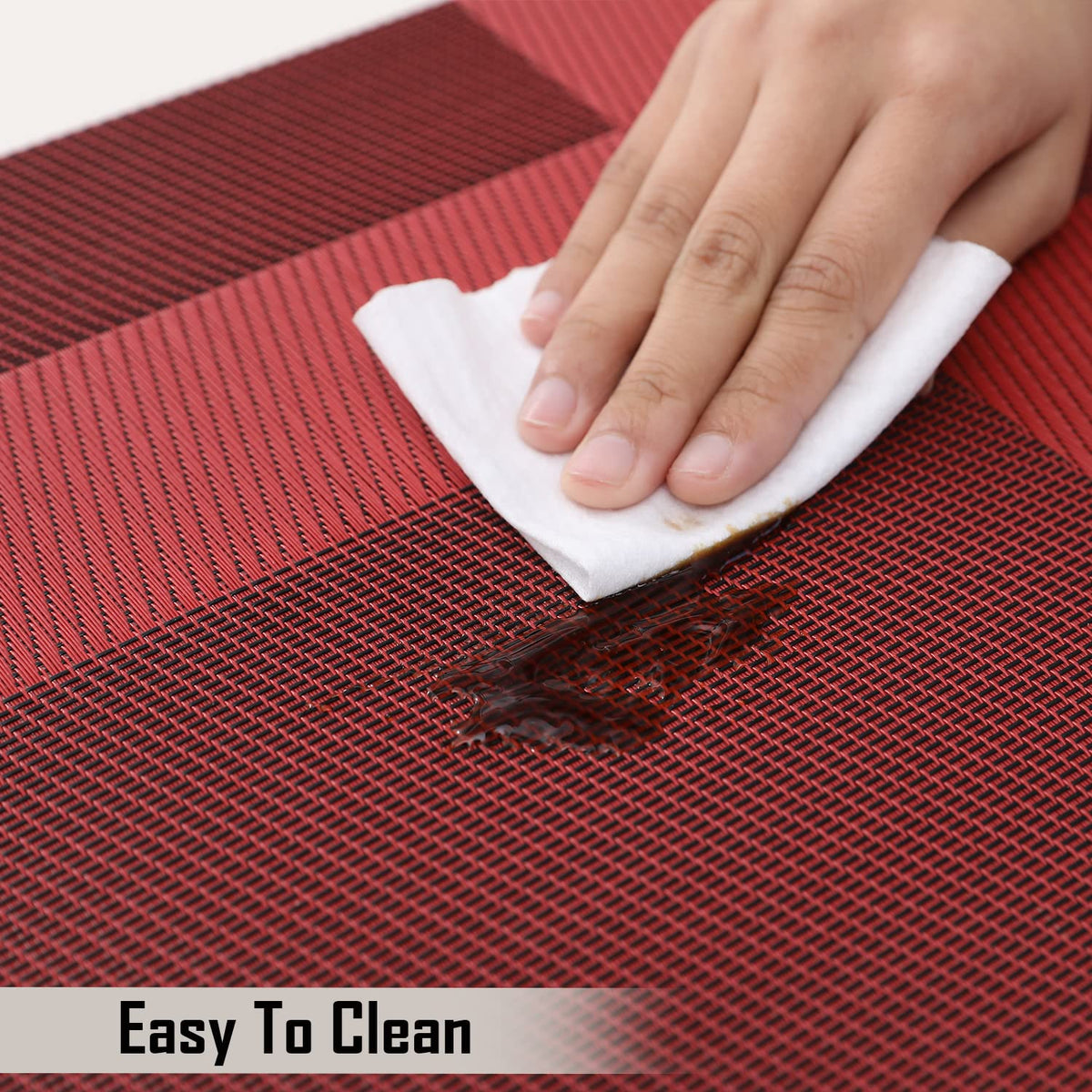 [Set Of 6] Red Colour Dining Table Placemats