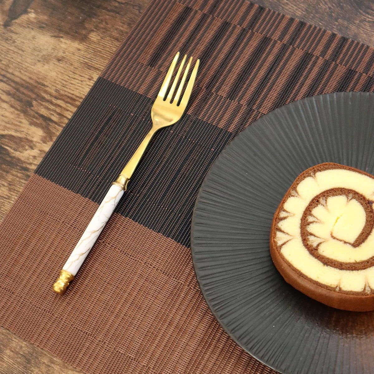 [Set Of 6] Coffee Brown Dining Table Placemats