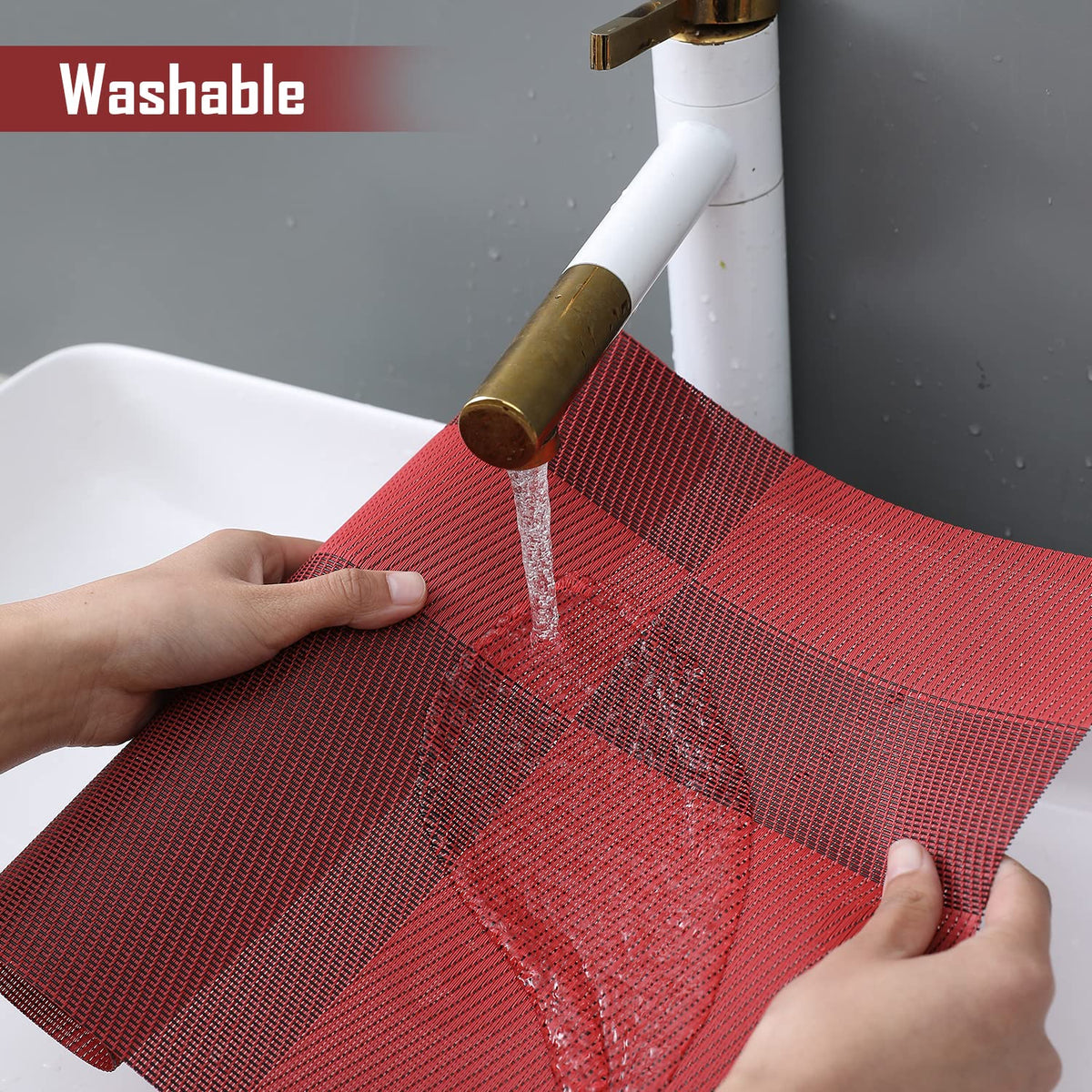 [Set Of 6] Red Colour Dining Table Placemats