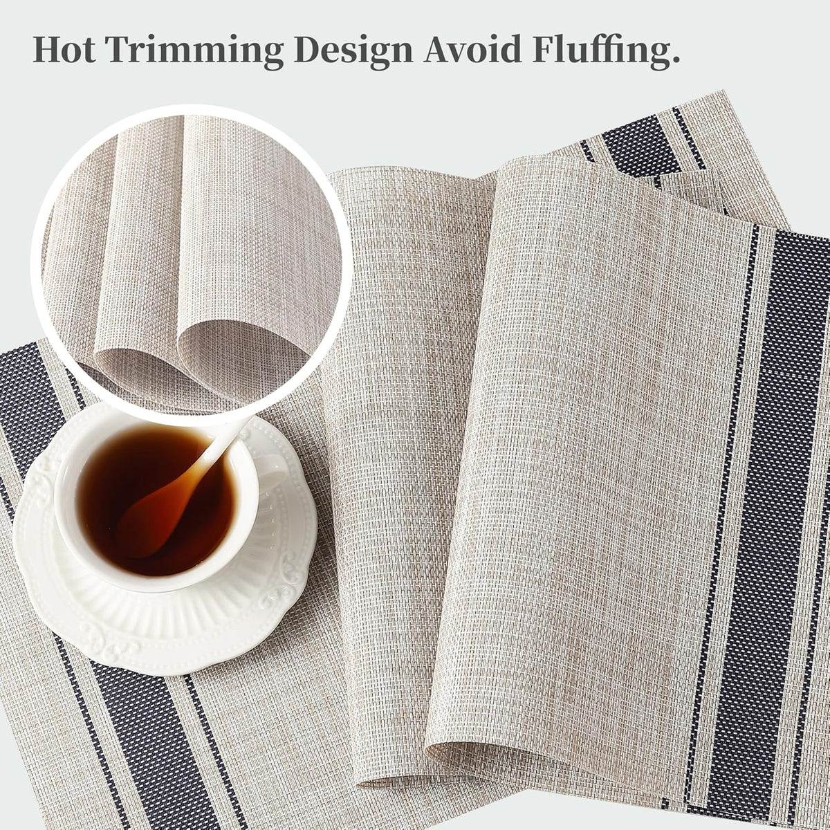 [Set Of 6] Khaki Blue Dining Table Placemats