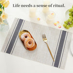 [Set Of 6] Khaki Blue Dining Table Placemats