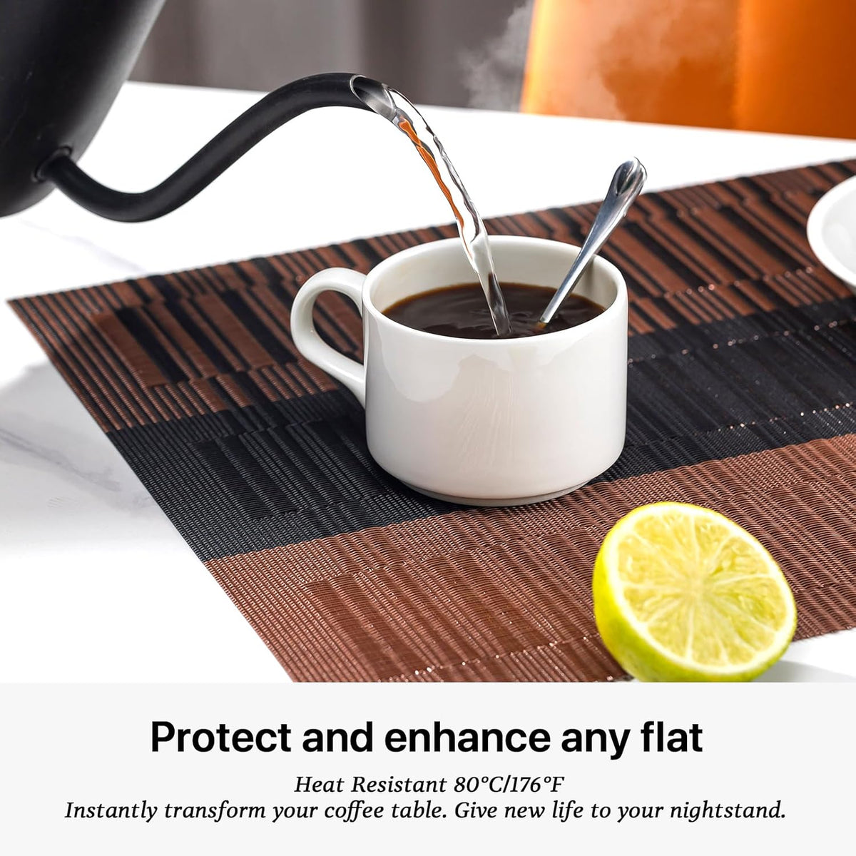 [Set Of 6] Coffee Brown Dining Table Placemats