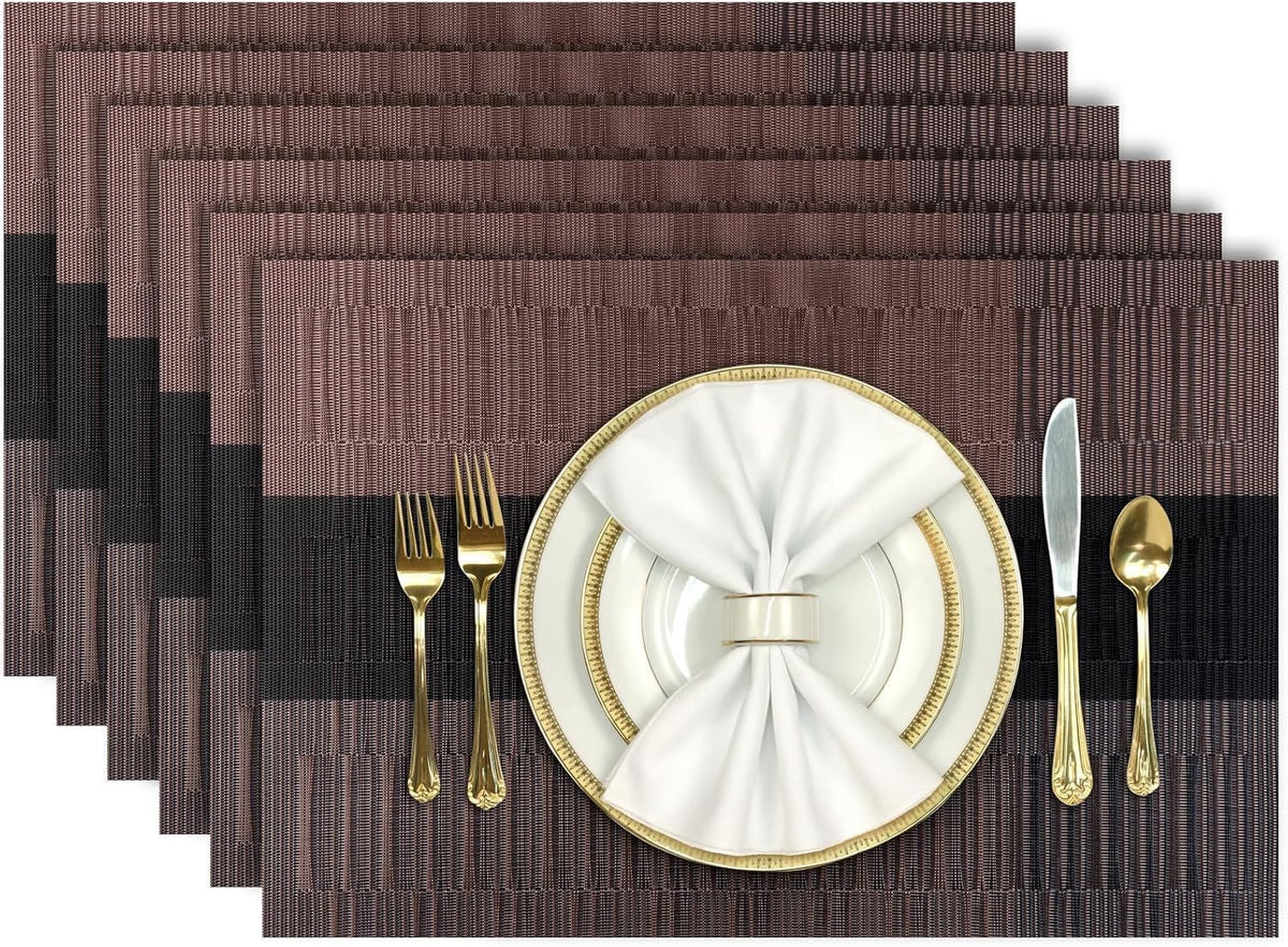 [Set Of 6] Coffee Brown Dining Table Placemats