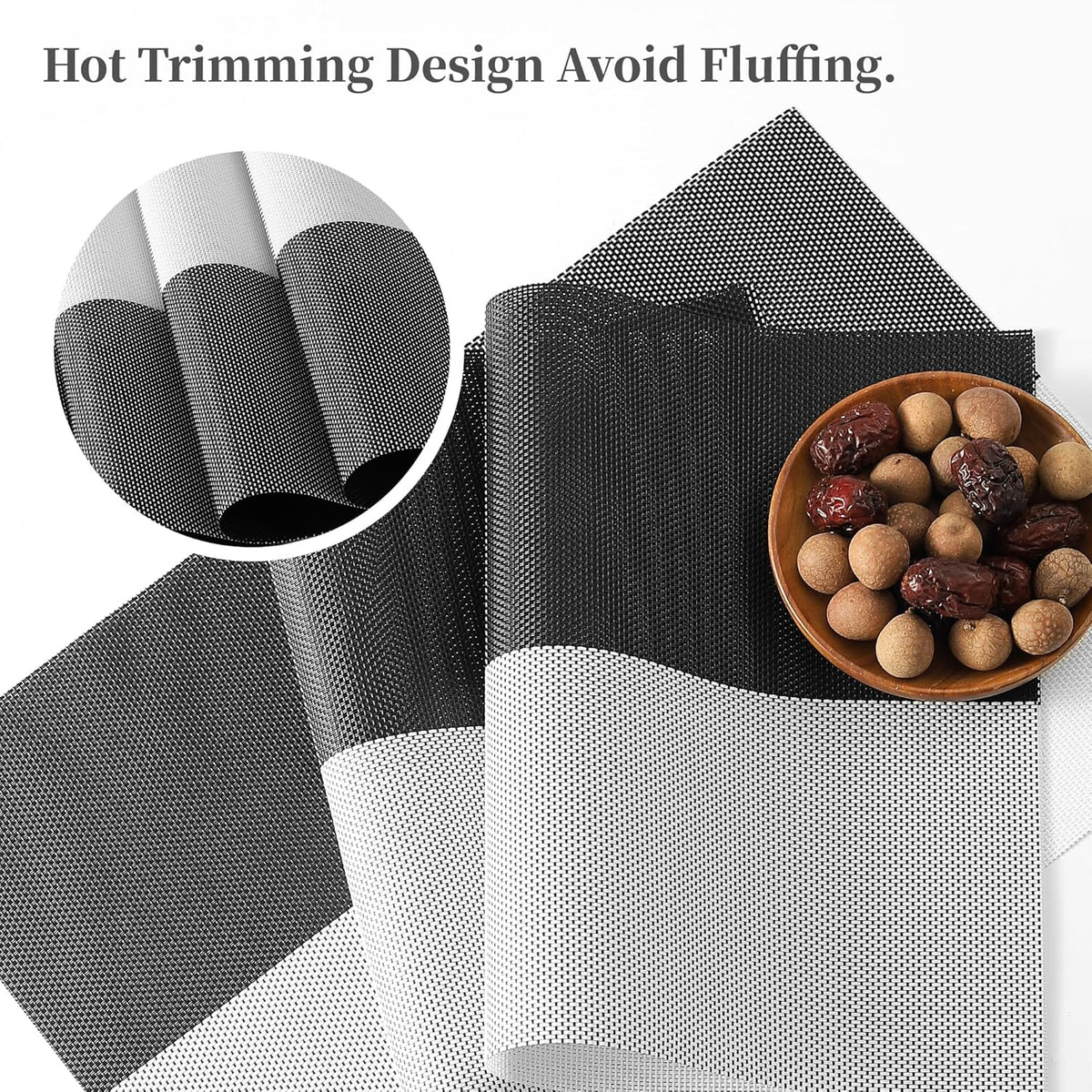 [Set Of 6] Black & White Dining Table Placemats