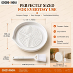 Ceramic Garlic Grater Plate with Brush Manual Crusher Grinder Tool for Ginger, Garlic, Turmeric, Nutmeg, Fruits & Vegetables Durable, Easy to Clean, Non-Slip Kitchen Utensil (Medium)