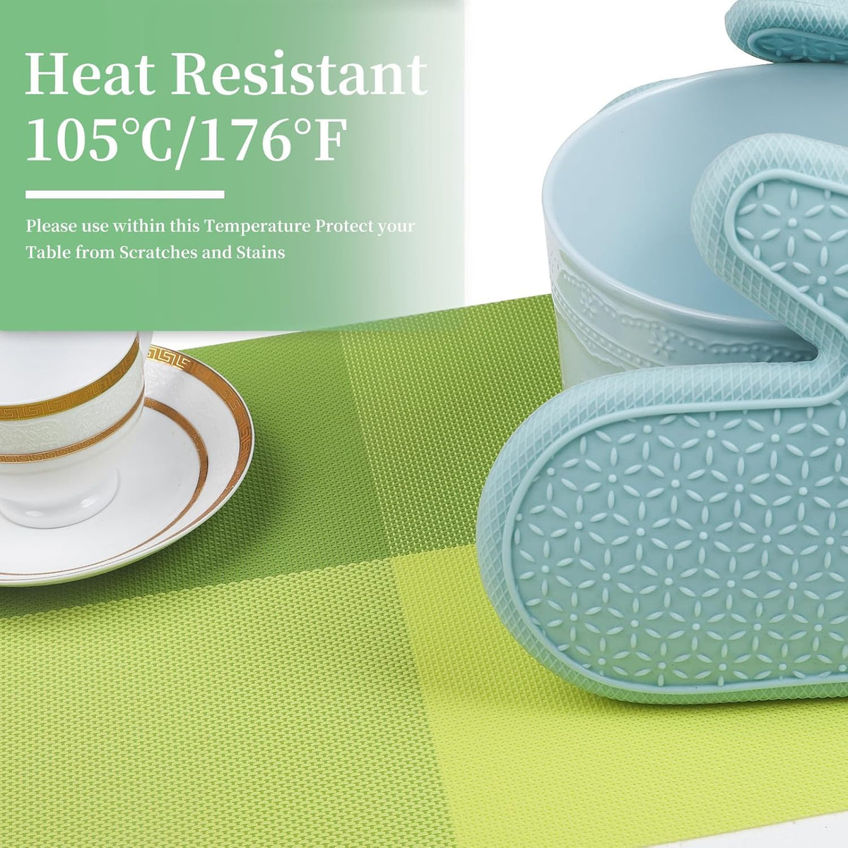 [Set Of 6] Light Green Dining Table Placemats