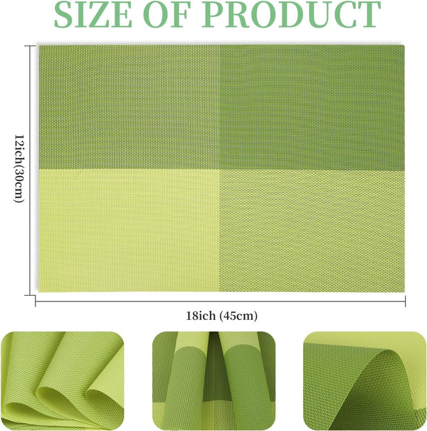 [Set Of 6] Light Green Dining Table Placemats