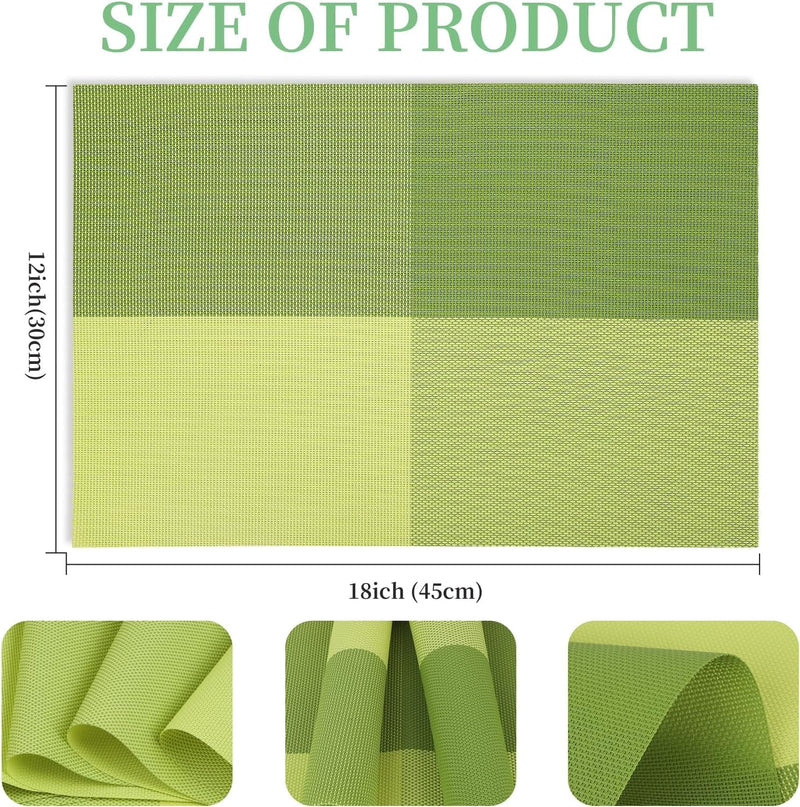 [Set Of 6] Light Green Dining Table Placemats
