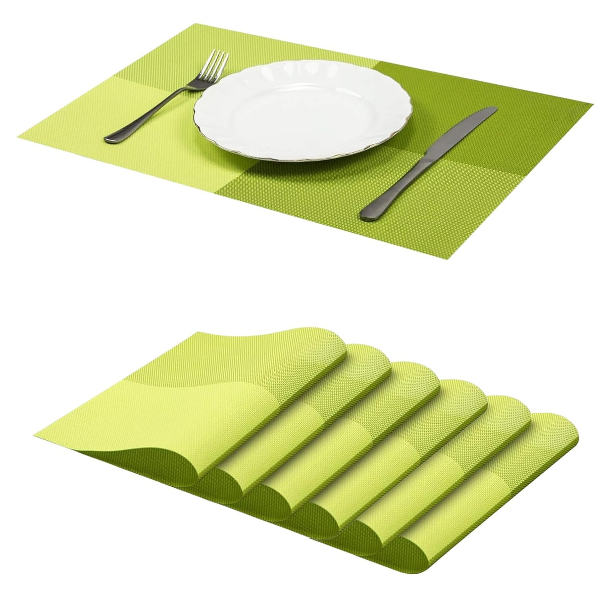 [Set Of 6] Light Green Dining Table Placemats