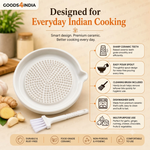 Ceramic Garlic Grater Plate with Brush Manual Crusher Grinder Tool for Ginger, Garlic, Turmeric, Nutmeg, Fruits & Vegetables Durable, Easy to Clean, Non-Slip Kitchen Utensil (Medium)