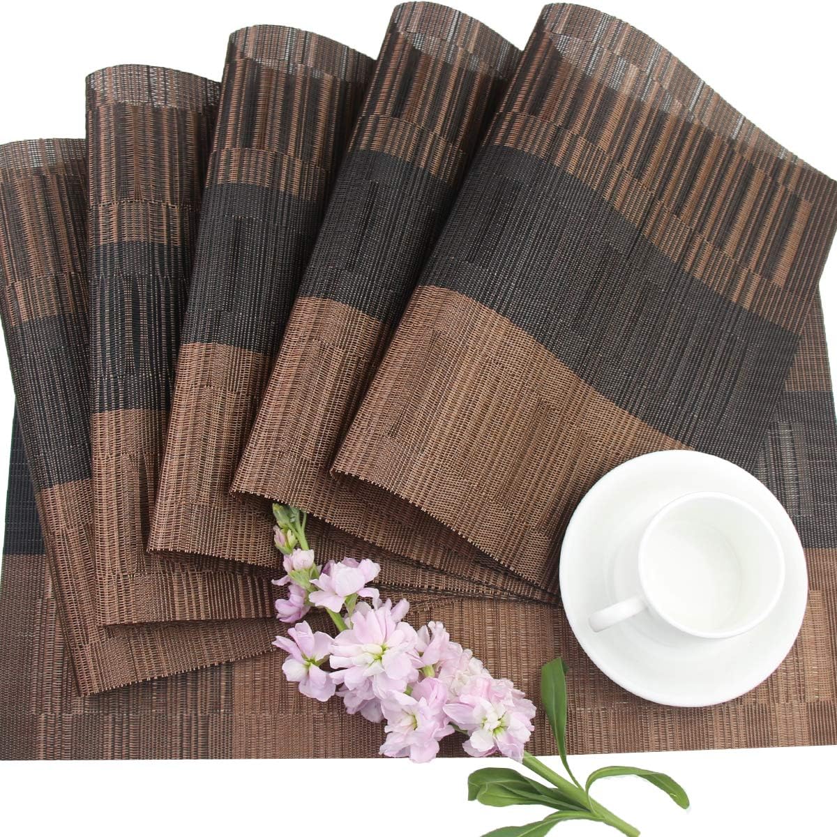 [Set Of 6] Coffee Brown Dining Table Placemats