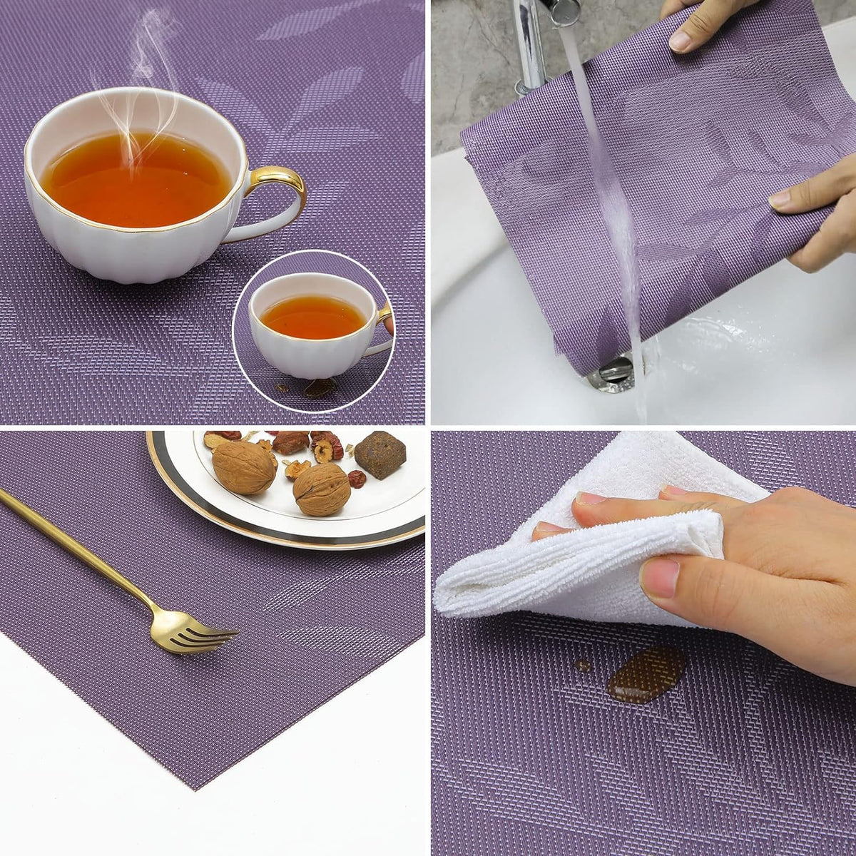 [Set Of 6] Violet Colour Dining Table Placemats
