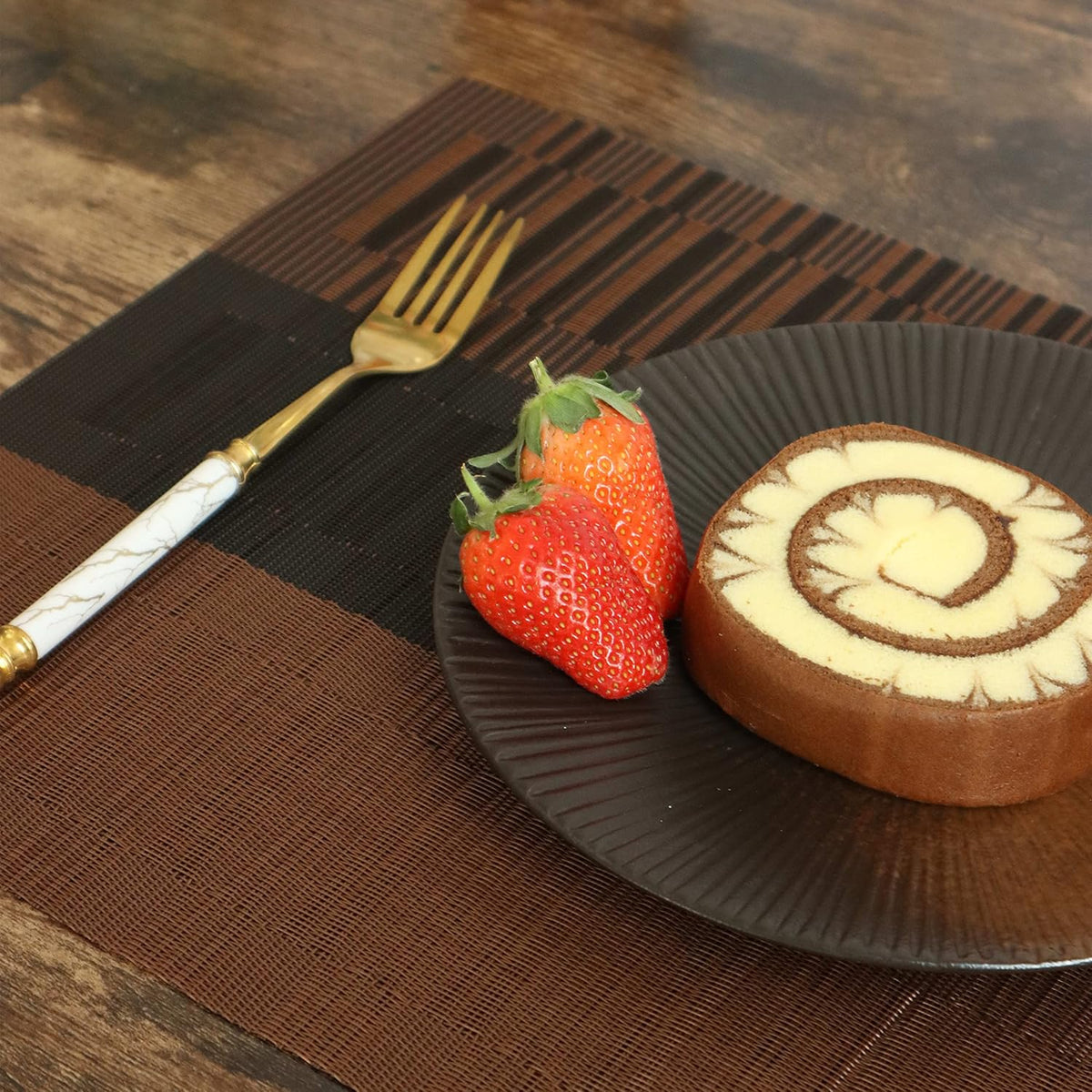 [Set Of 6] Coffee Brown Dining Table Placemats
