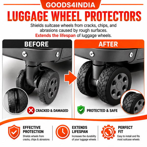 Luggage Wheel Covers for Suitcase Wheels, Silicone Wheel Protectors, Anti-Scratch & Noise Reduction Wheel Covers, Protective Luggage Caster Guards for Carry On, (Black, Pack of 16)