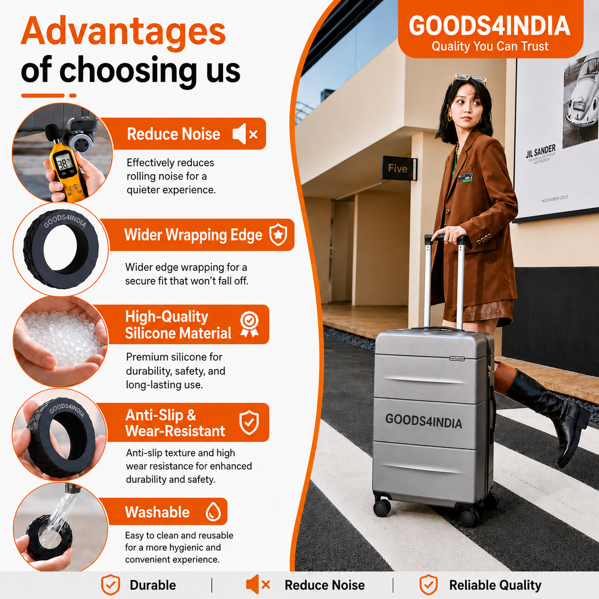 Luggage Wheel Covers for Suitcase Wheels, Silicone Wheel Protectors, Anti-Scratch & Noise Reduction Wheel Covers, Protective Luggage Caster Guards for Carry On, (Black, Pack of 16)