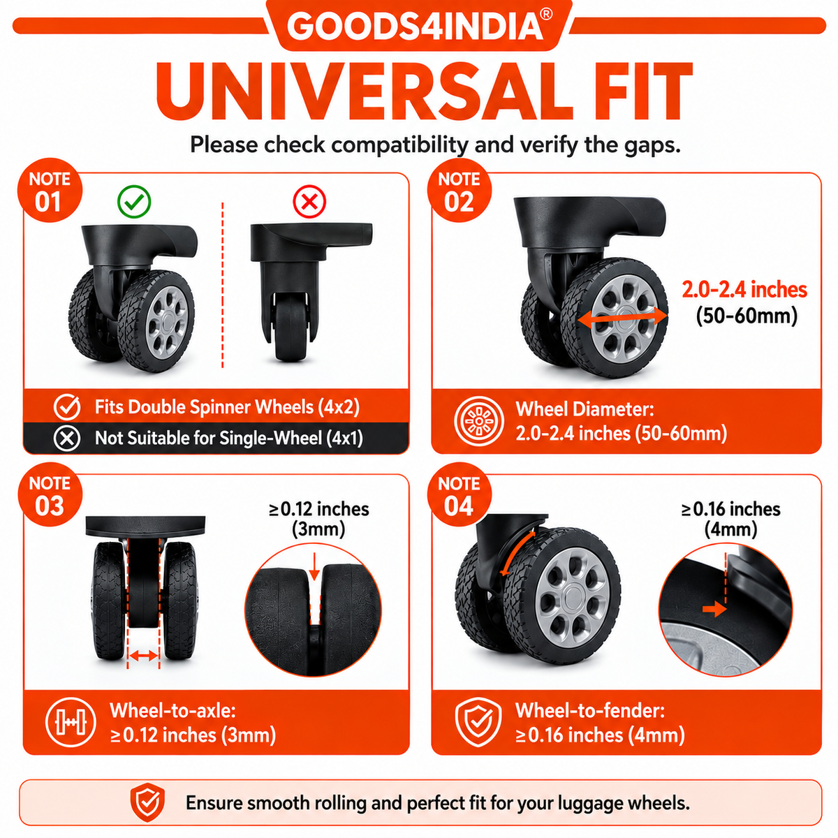 Luggage Wheel Covers for Suitcase Wheels, Silicone Wheel Protectors, Anti-Scratch & Noise Reduction Wheel Covers, Protective Luggage Caster Guards for Carry On, (Black, Pack of 16)