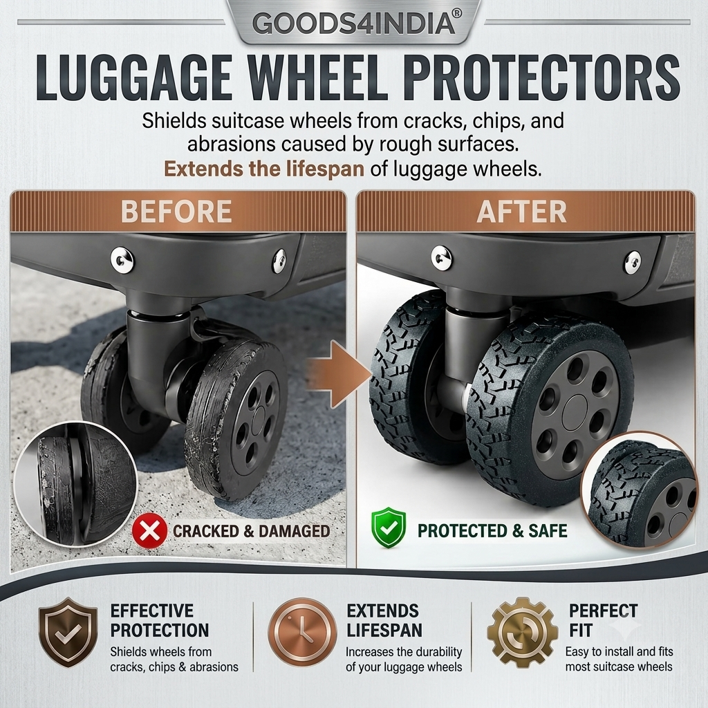 Luggage Wheel Covers for Suitcase Wheels, Silicone Wheel Protectors, Anti-Scratch & Noise Reduction Wheel Covers, Protective Luggage Caster Guards for Carry On, (Black, Pack of 16)