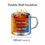 Stainless Steel Thermal Double-Wall Insulated Tea Coffee Mug With Lid (300 ML)