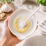 Ceramic Garlic Grater Plate with Brush Manual Crusher Grinder Tool for Ginger, Garlic, Turmeric, Nutmeg, Fruits & Vegetables Durable, Easy to Clean, Non-Slip Kitchen Utensil (Medium)